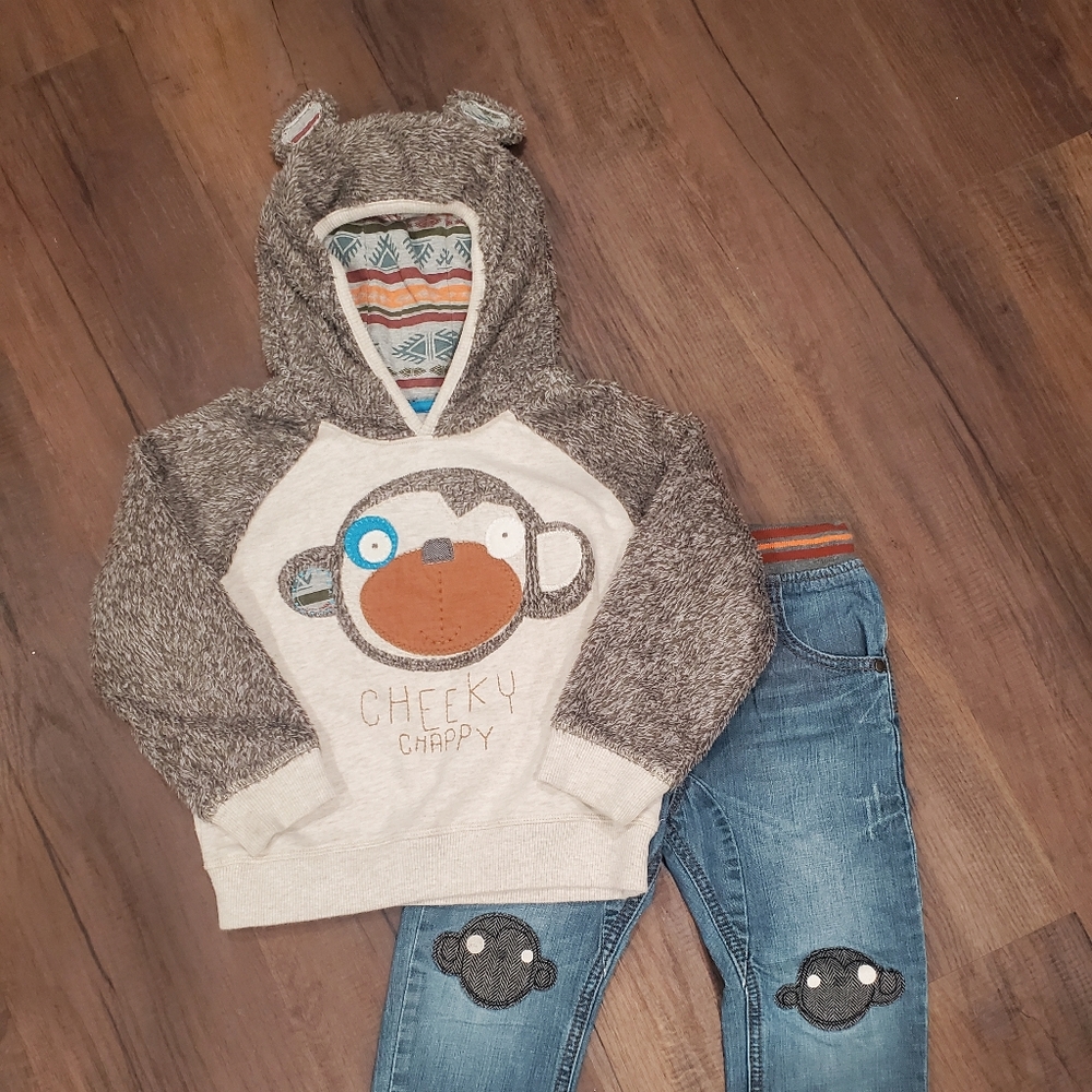 next UK - monkey sweater with ears and jeans